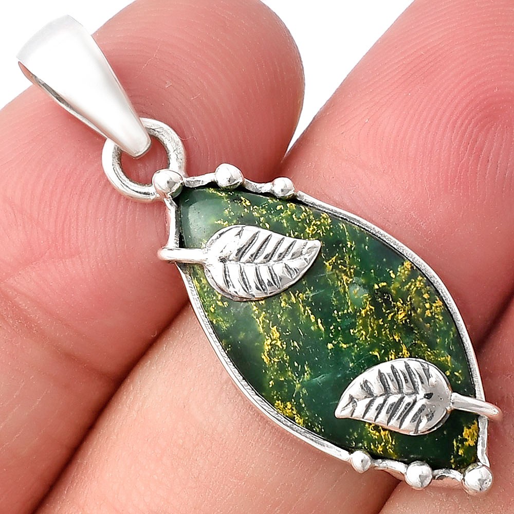 Natural Green Fuchsite 925 Sterling Silver Pendant Jewelry P-1226