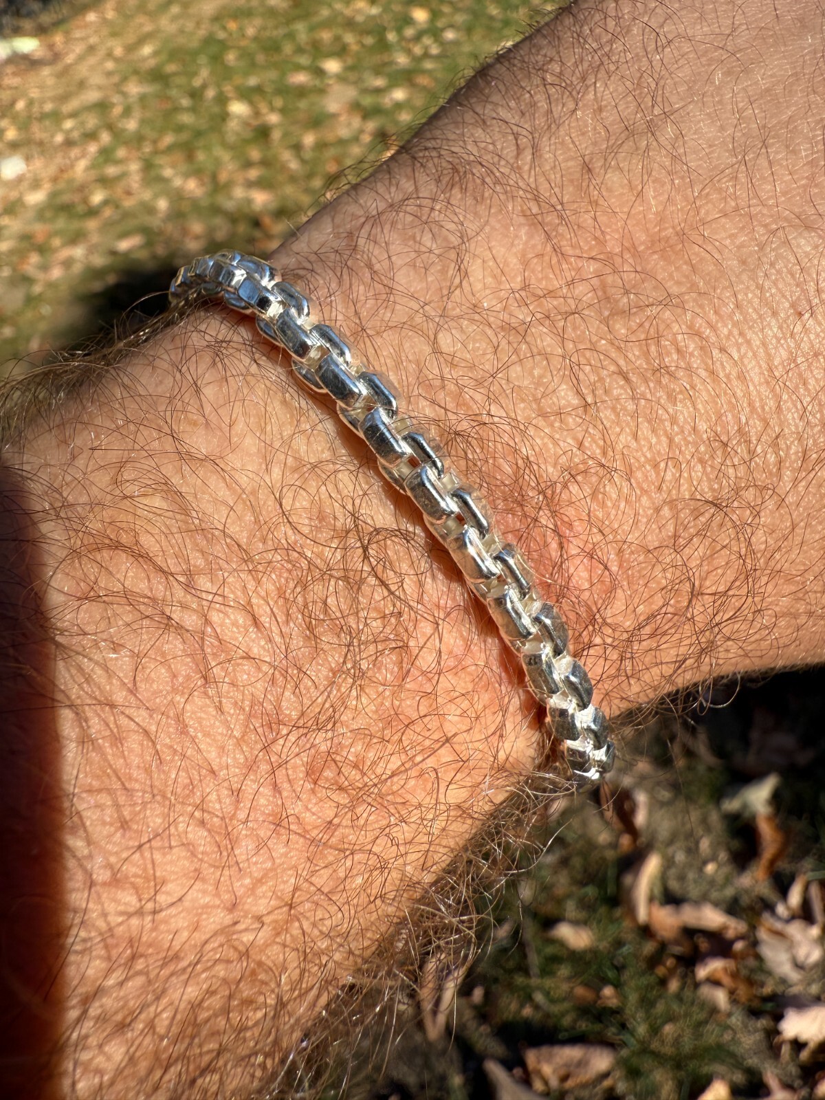 Real 925 Sterling Silver 5mm Men’s Hollow Puff Box Rolo Hermes Link Bracelet