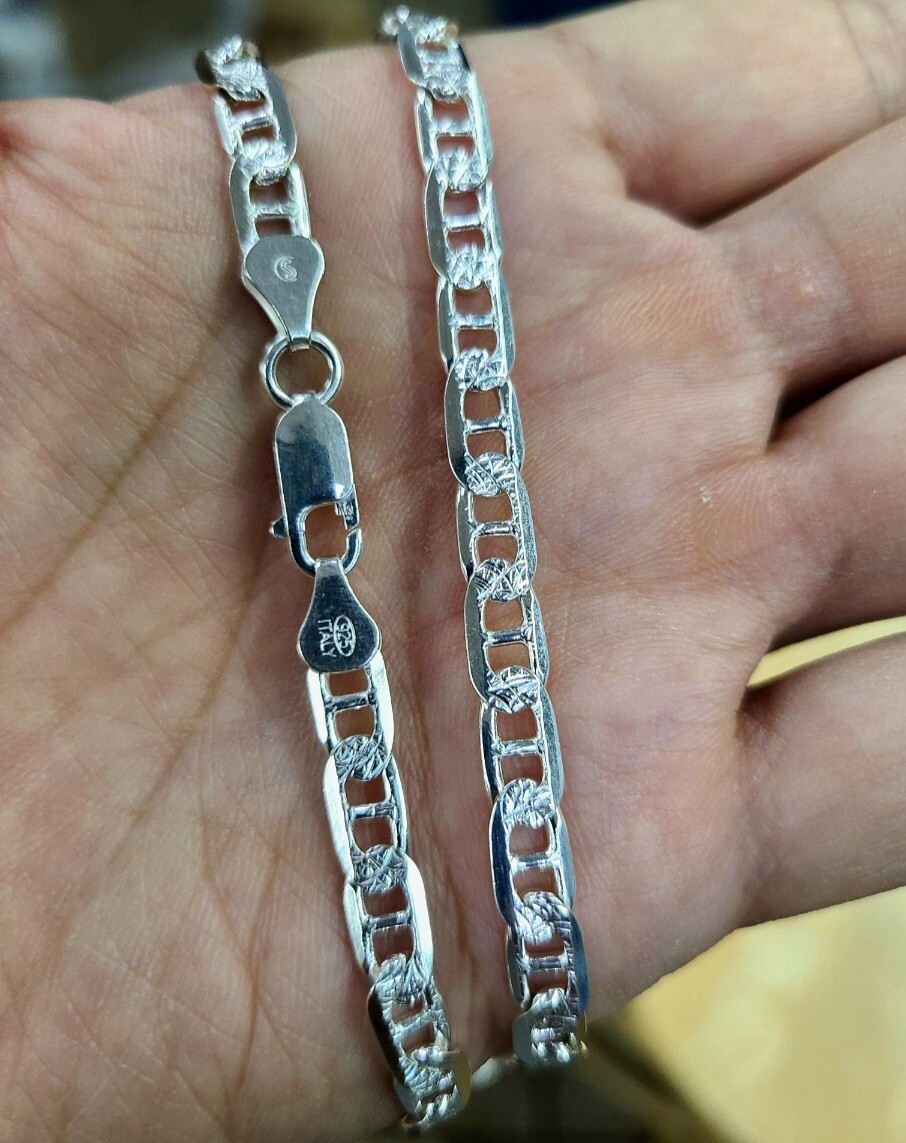 Sterling Silver D/C Flat Mariner Link Chain Necklace Bracelet 5.8 mm 7-30 inch