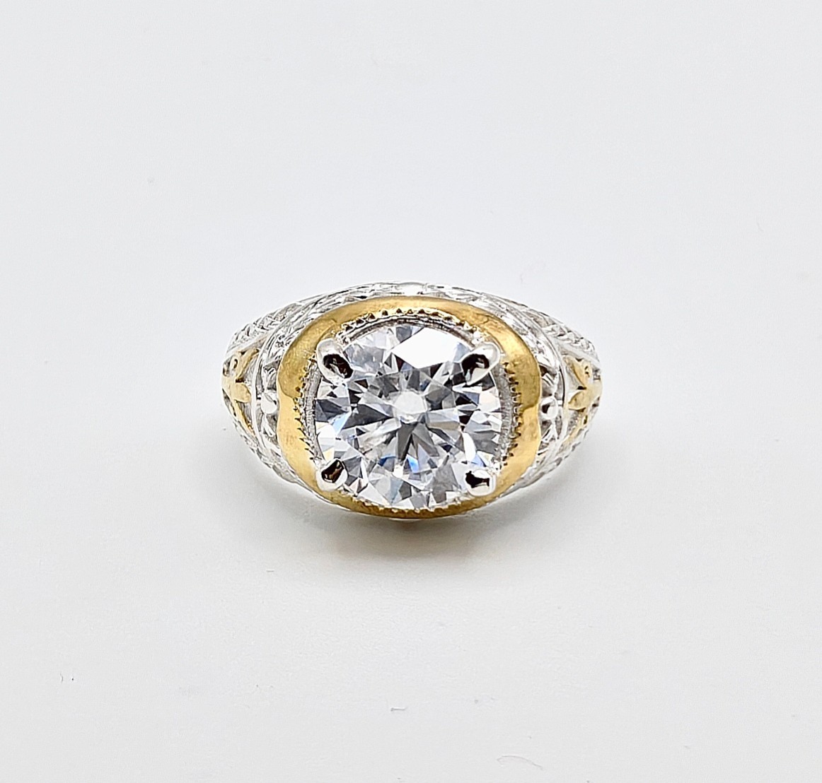Rare 4.50 Ct Certified Treated White Diamond Solitaire, 925 Silver Rings