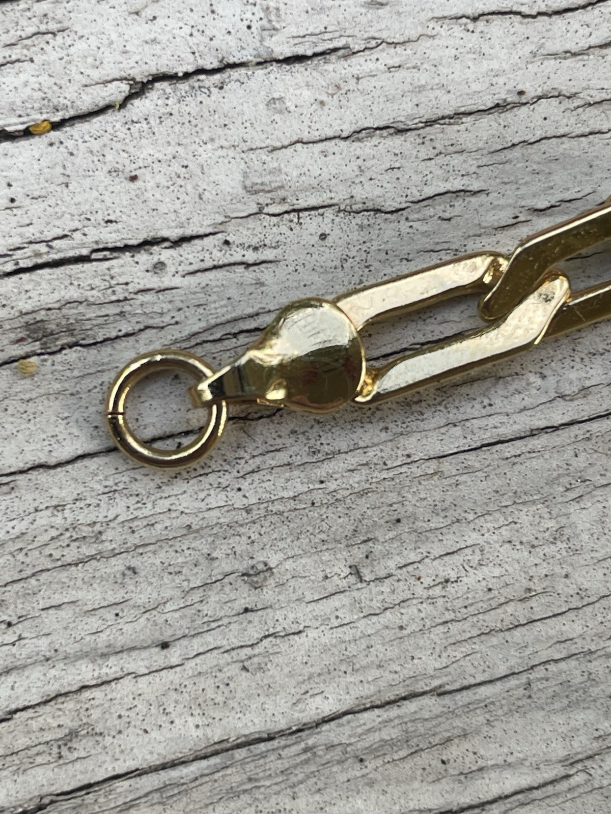 Gold Tone Paperclip Chain Link Bracelet, Lobster Clasp
