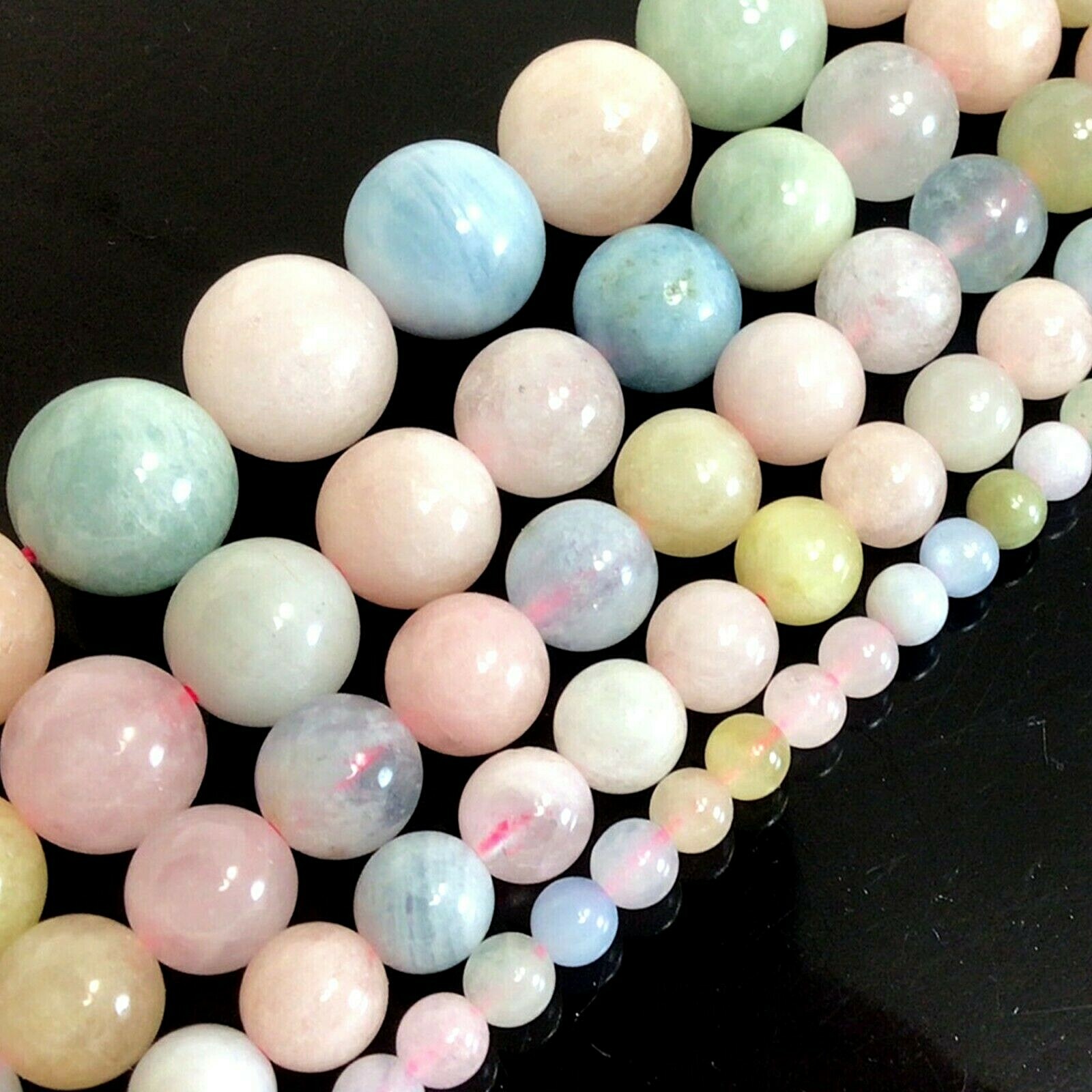 Genuine Natural Morganite Smooth Round Beads 15″ strand 4mm 6mm 8mm 10mm 12mm