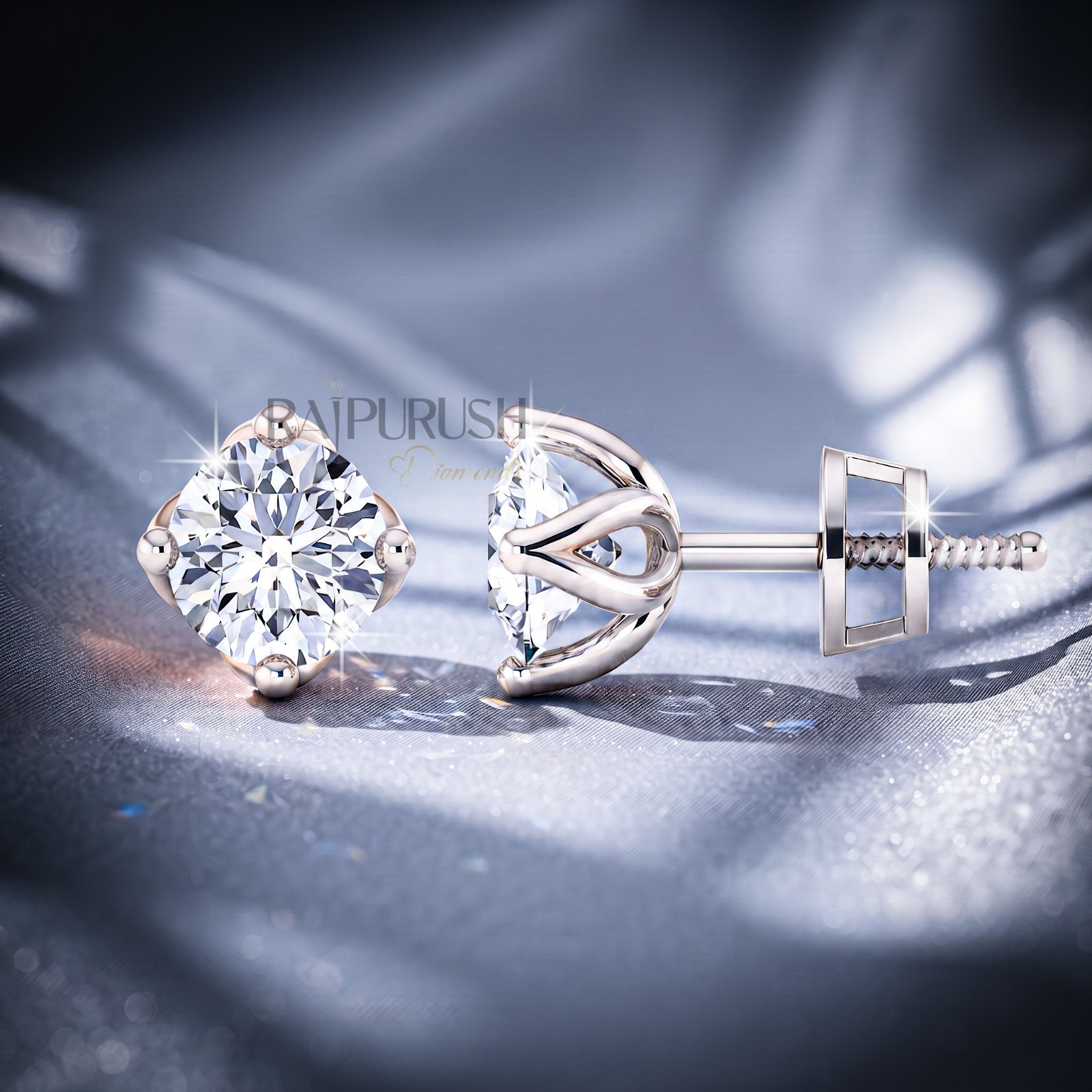 Round Cut Moissanite Solitaire Stud Earrings 925 Silver – Gold/Rose Gold Plated