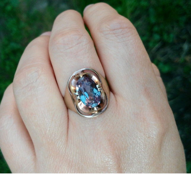 Natural Alexandrite Ring Color Changing Gemstone 925 Sterling Silver Ring