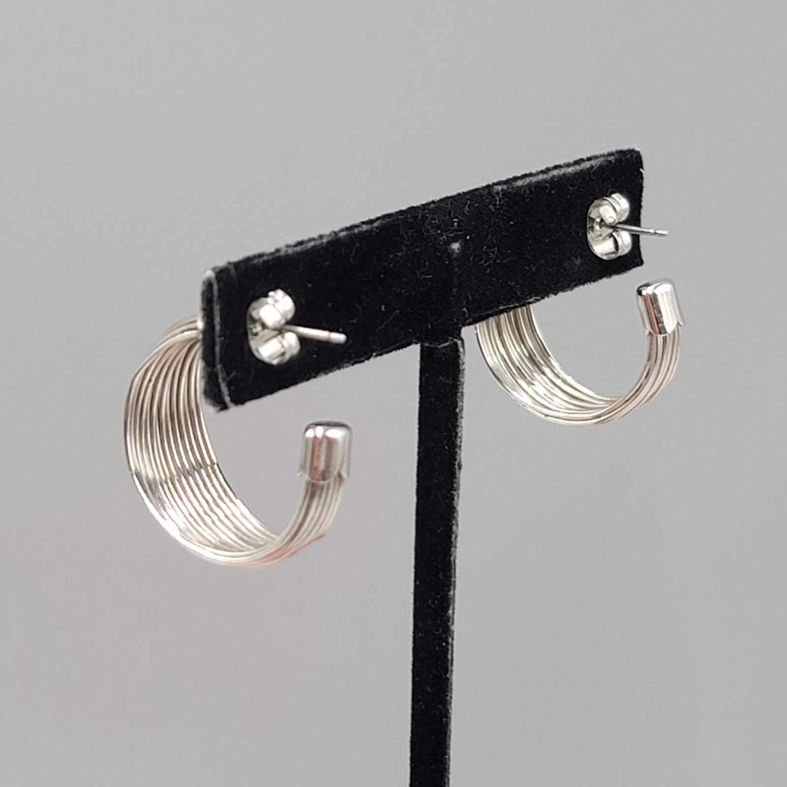 Multi Wire Hoop Pierced Earrings Silver tone 1″