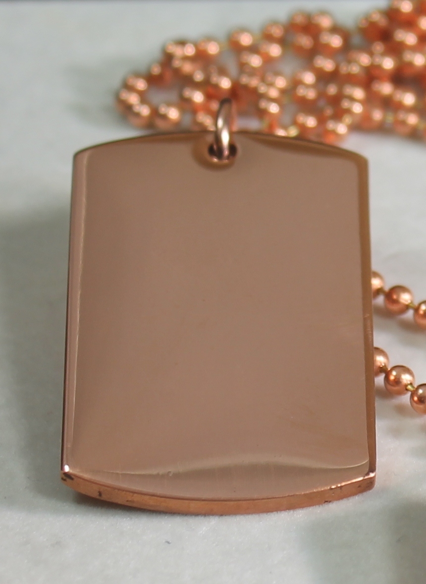 SOLID PURE COPPER HEAVY DUTY POLISHED DOG TAG NECKLACE PENDANT FREE ENGRAVE