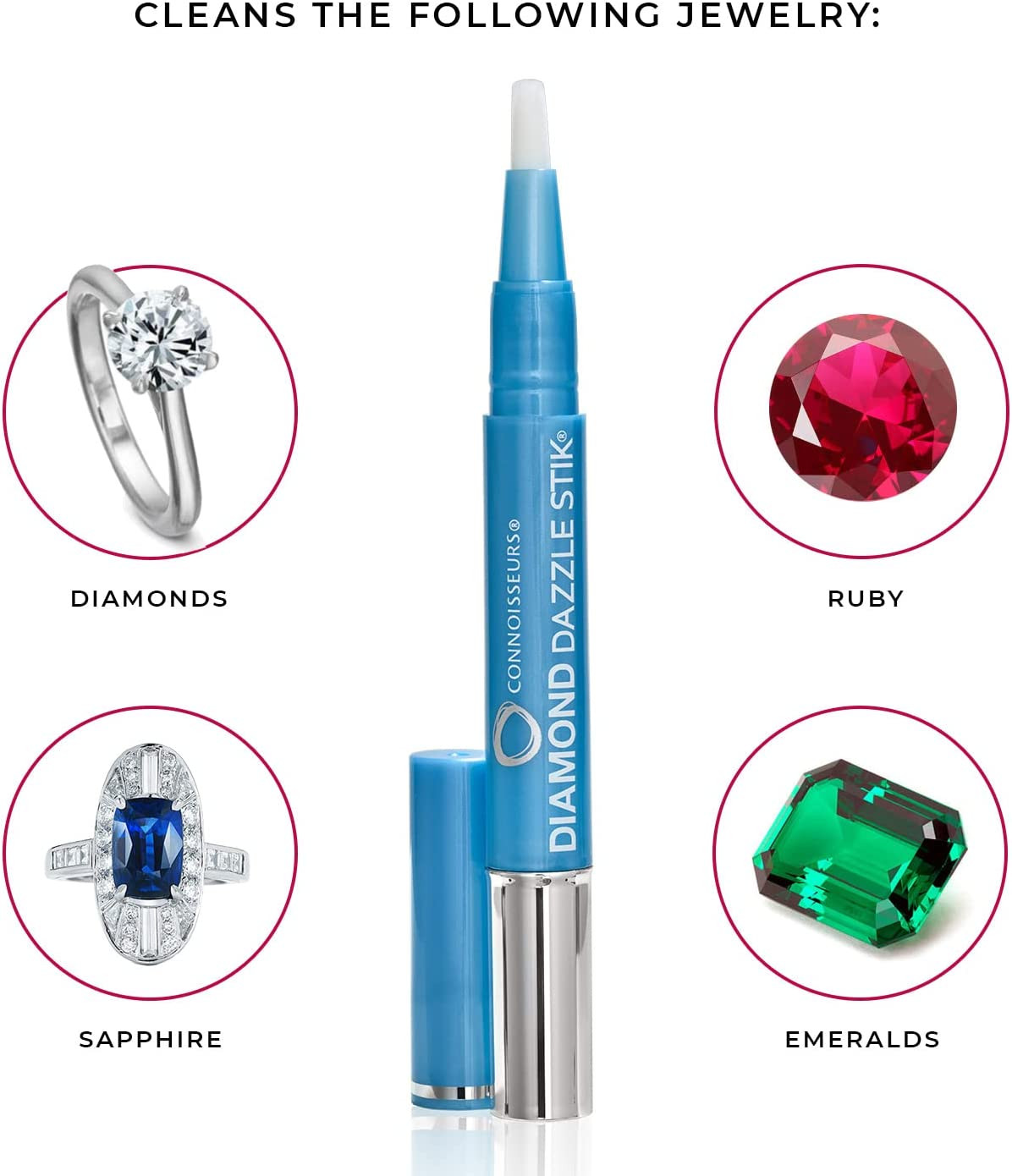 CONNOISSEURS Diamond Dazzle Stik – Portable Diamond Cleaner for Rings and Other