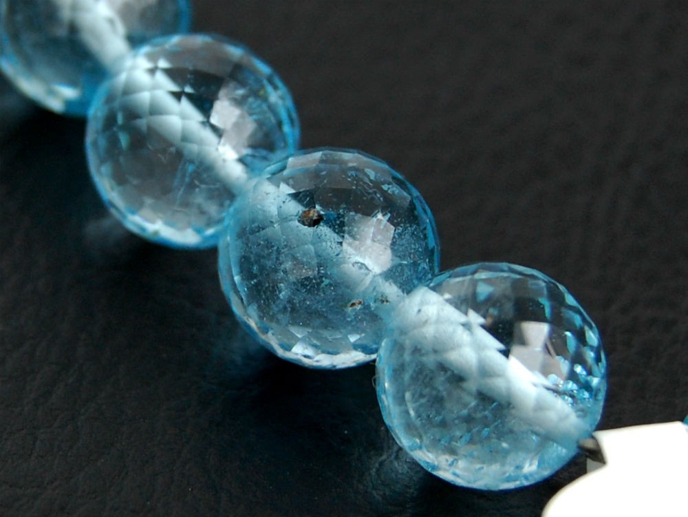 11mm BIG SKy Blue Topaz Faceted Round Ball Semi Precious Gemstone Bead (1pc)