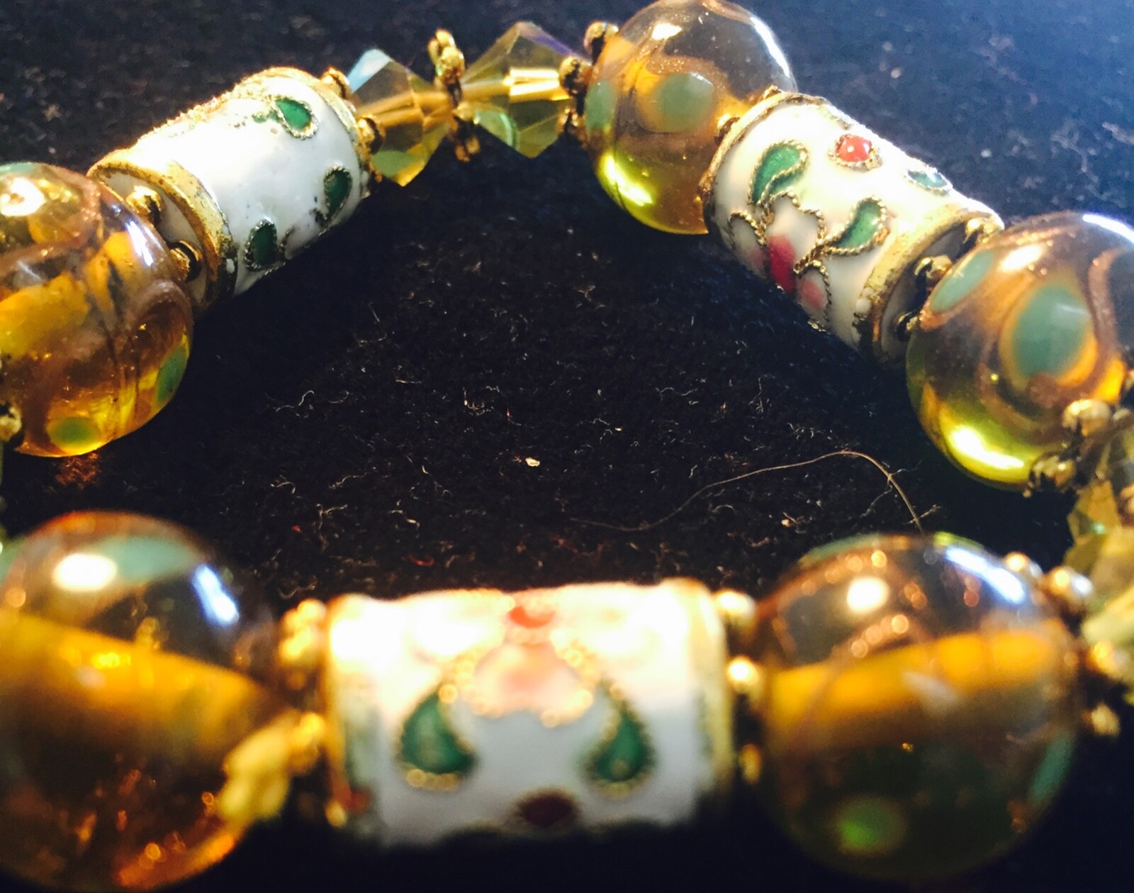 Vintage Cloissone Bracelet with Beads and Gold Guild on Beads Estate Sale