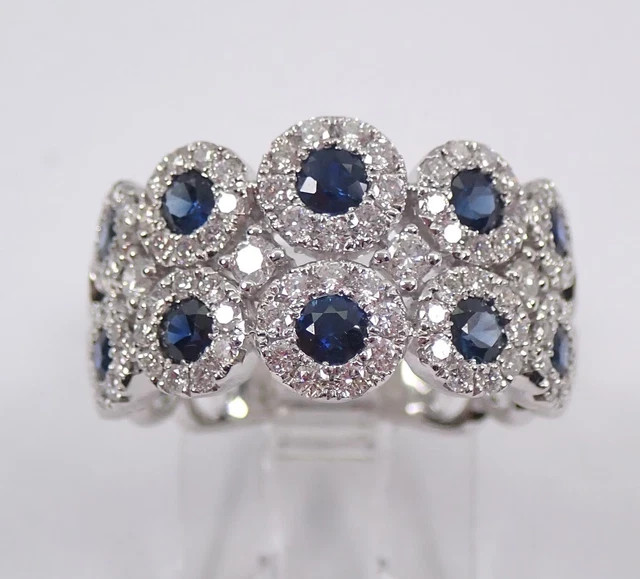 2Ct Round Cut Lab Created Blue Sapphire Band Wedding Ring 14K White Gold Plated