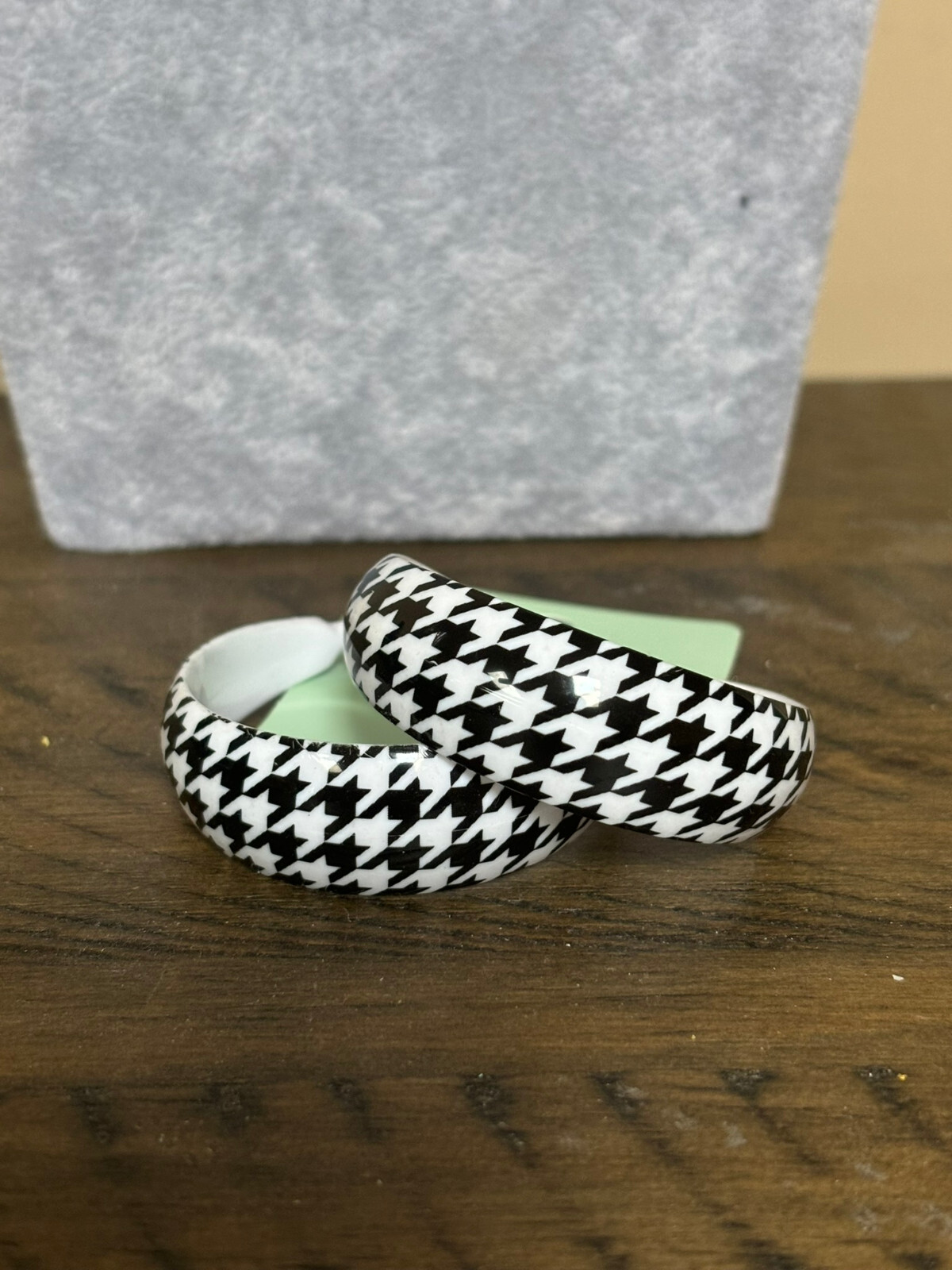 Black And white Houndstooth Hoop Earring Set