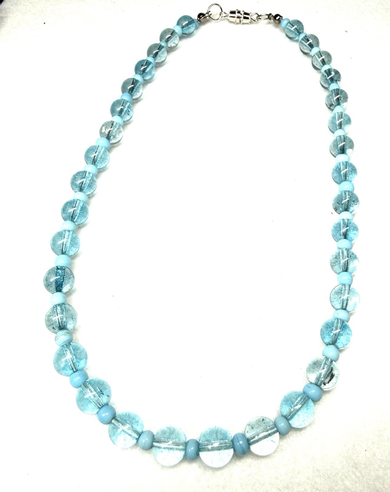 Blue Dyed Quartz Handmade Necklace Aqua Statement Piece