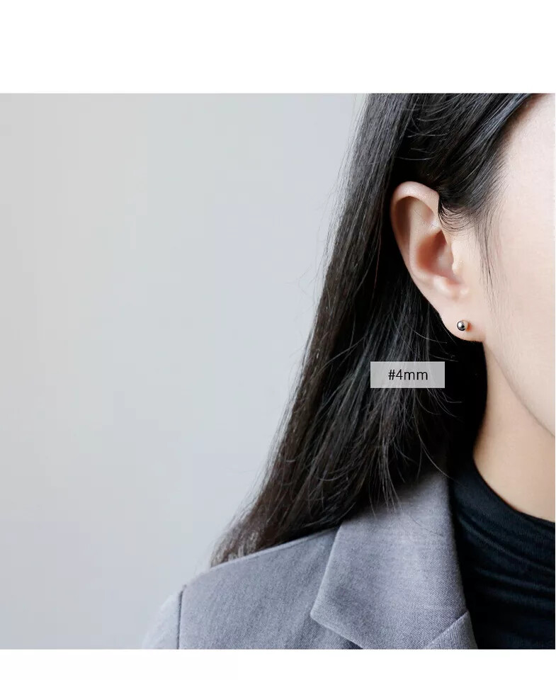 S925 Sterling Silver Round Ball Stud Earrings