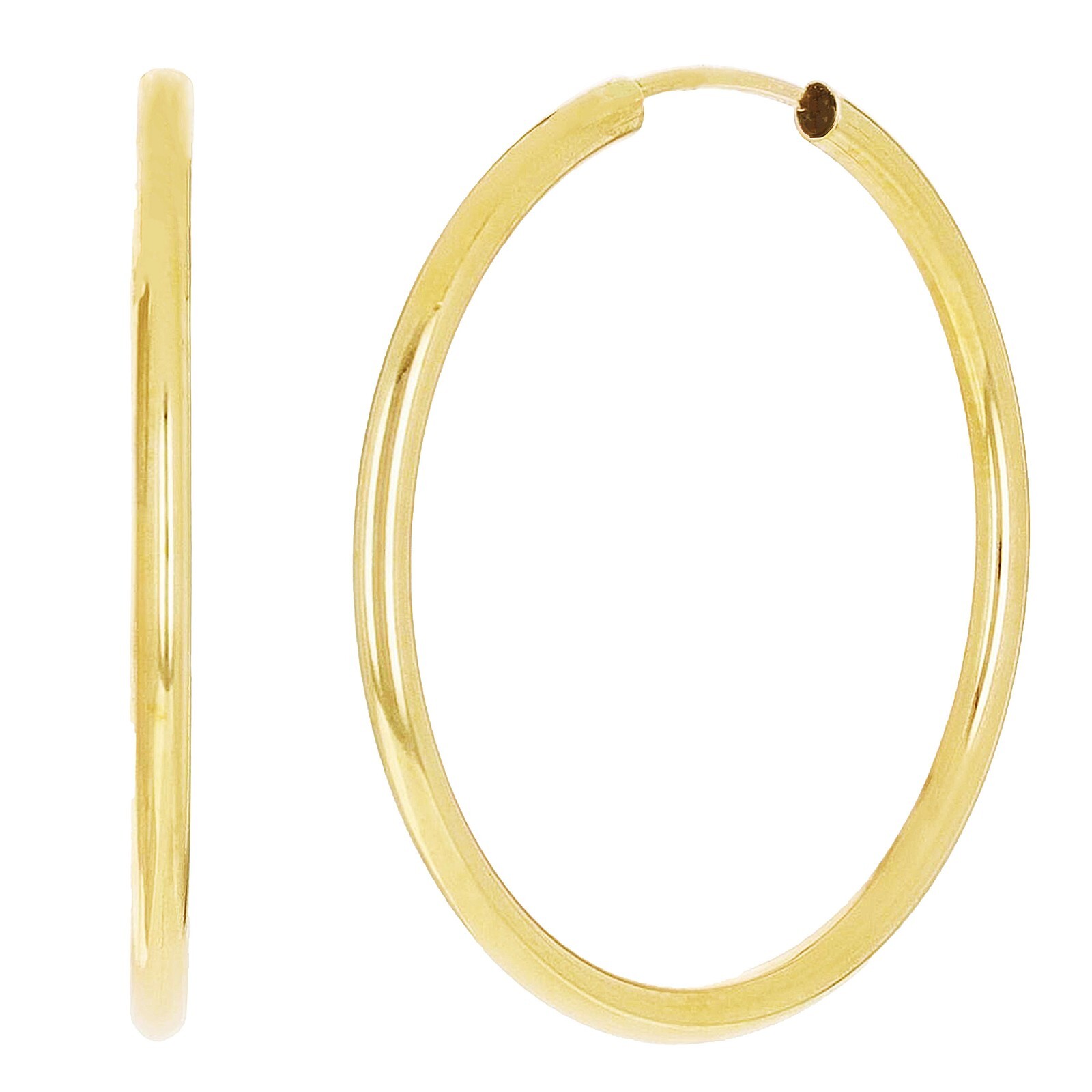 Italian 14k Yellow Gold High Polish Round Endless Hoop Earrings 22mmx1.5mm 0.7g