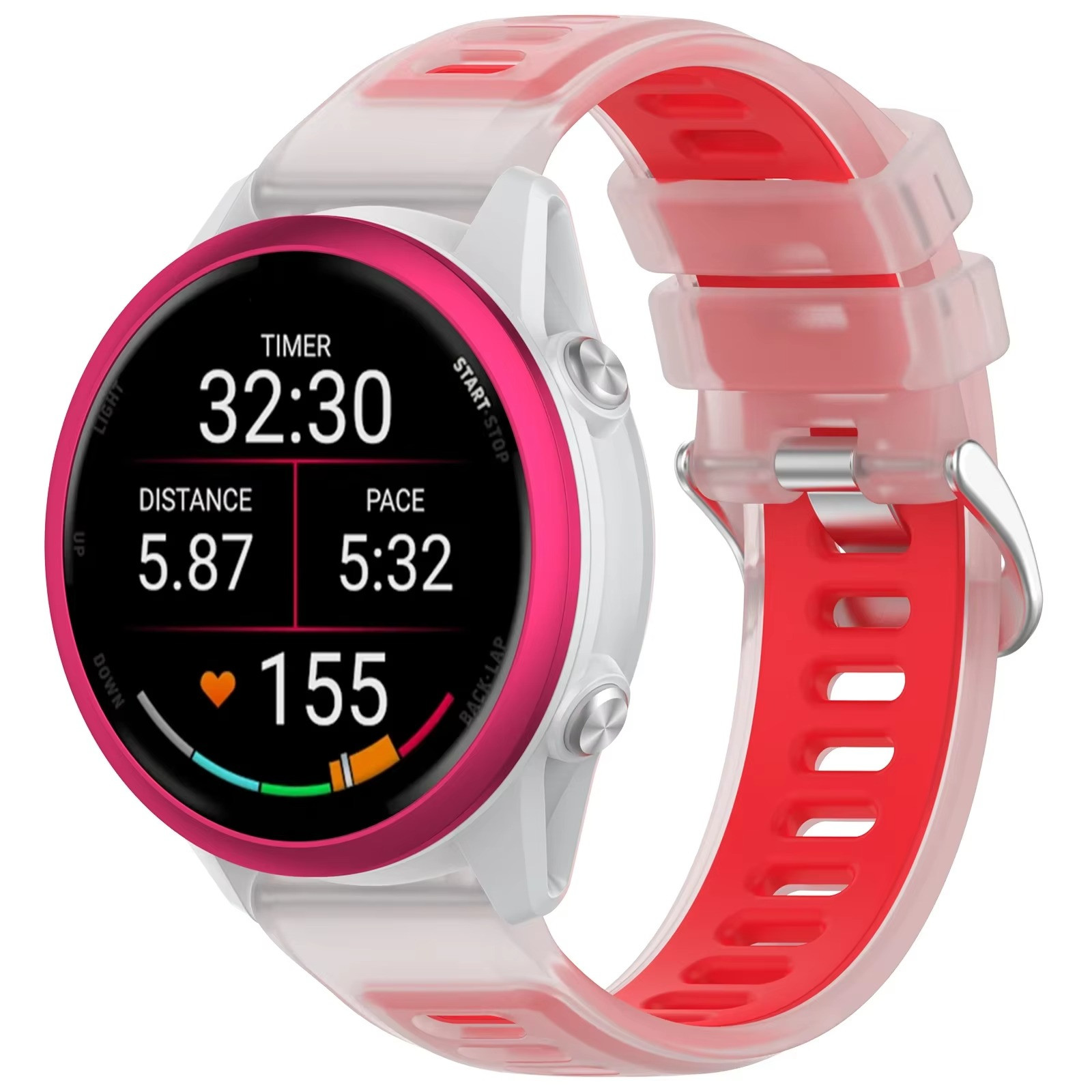22mm 20mm Transparent Two-Tone Silicone Strap For Garmin Forerunner 570 265 255