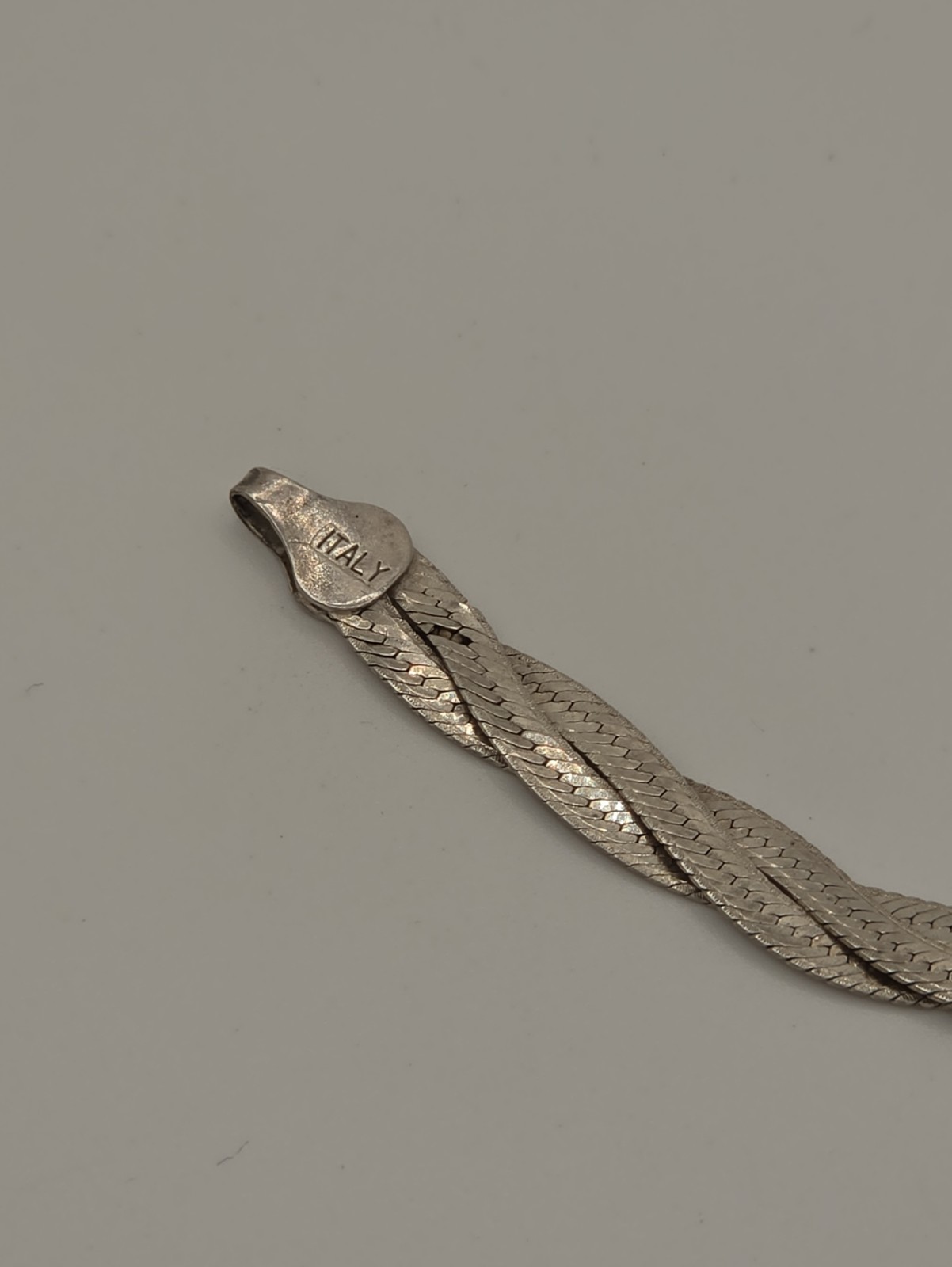 Vintage Italian Sterling Silver Braided Herringbone Bracelet 925 Italy 7.5″