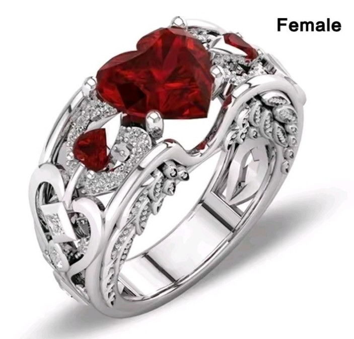 Enchanting Red Black Couple Ring His/Her Made for Lovers Valentine’s Day Edition