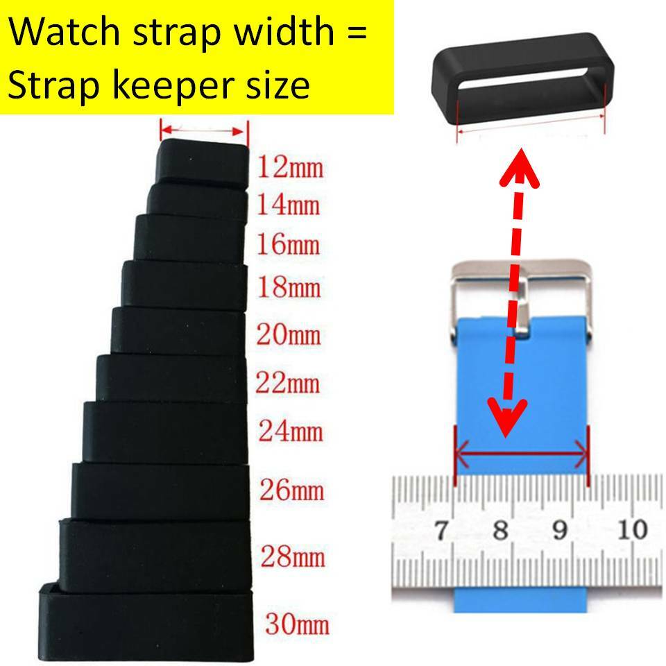 2 pcs Silicone Watch Strap Band Hoop Loop Retainer Buckle Holder Ring Keeper