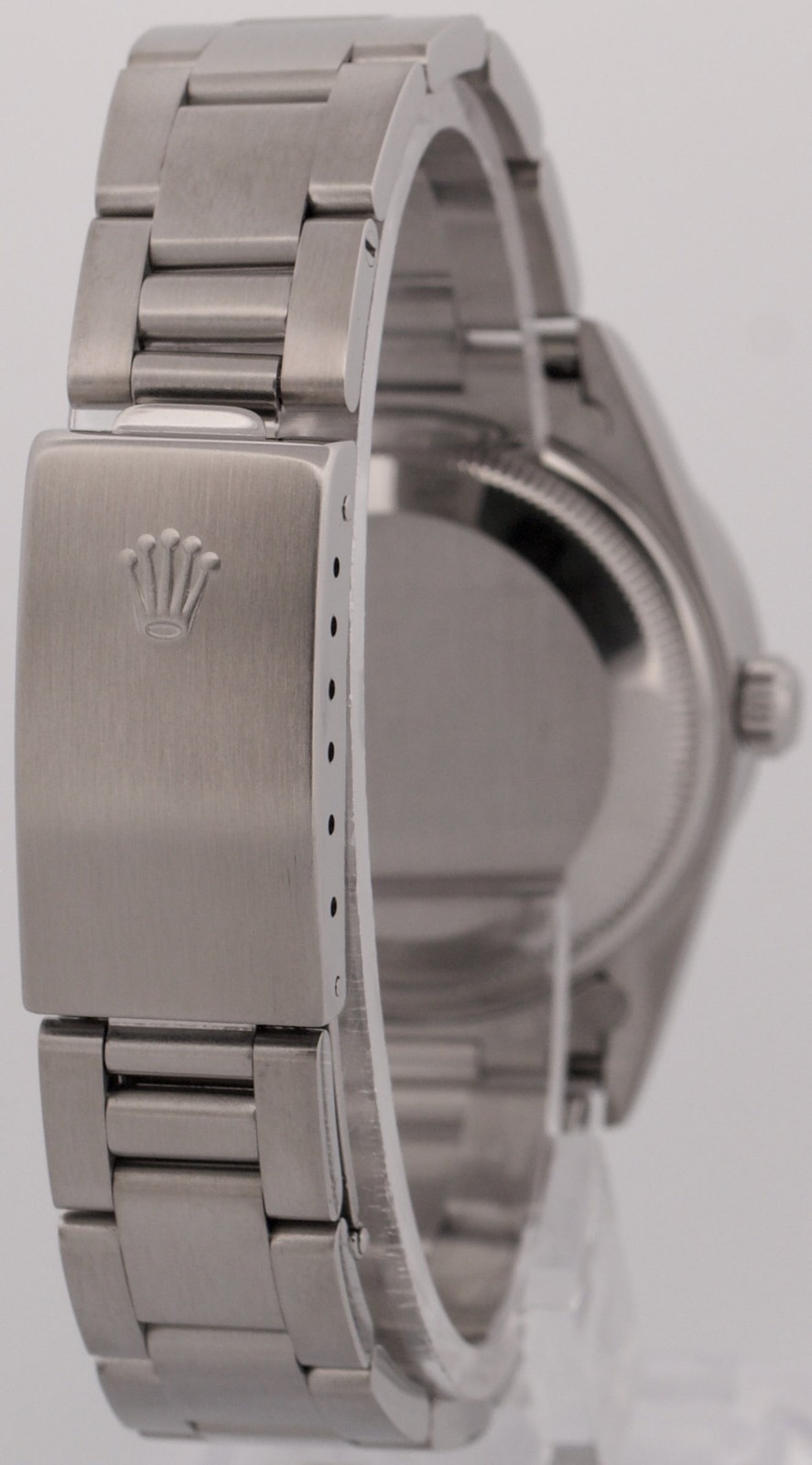 1996 Rolex Oyster Perpetual Date 34mm SILVER Steel Oyster NO-HOLES 15210 Watch