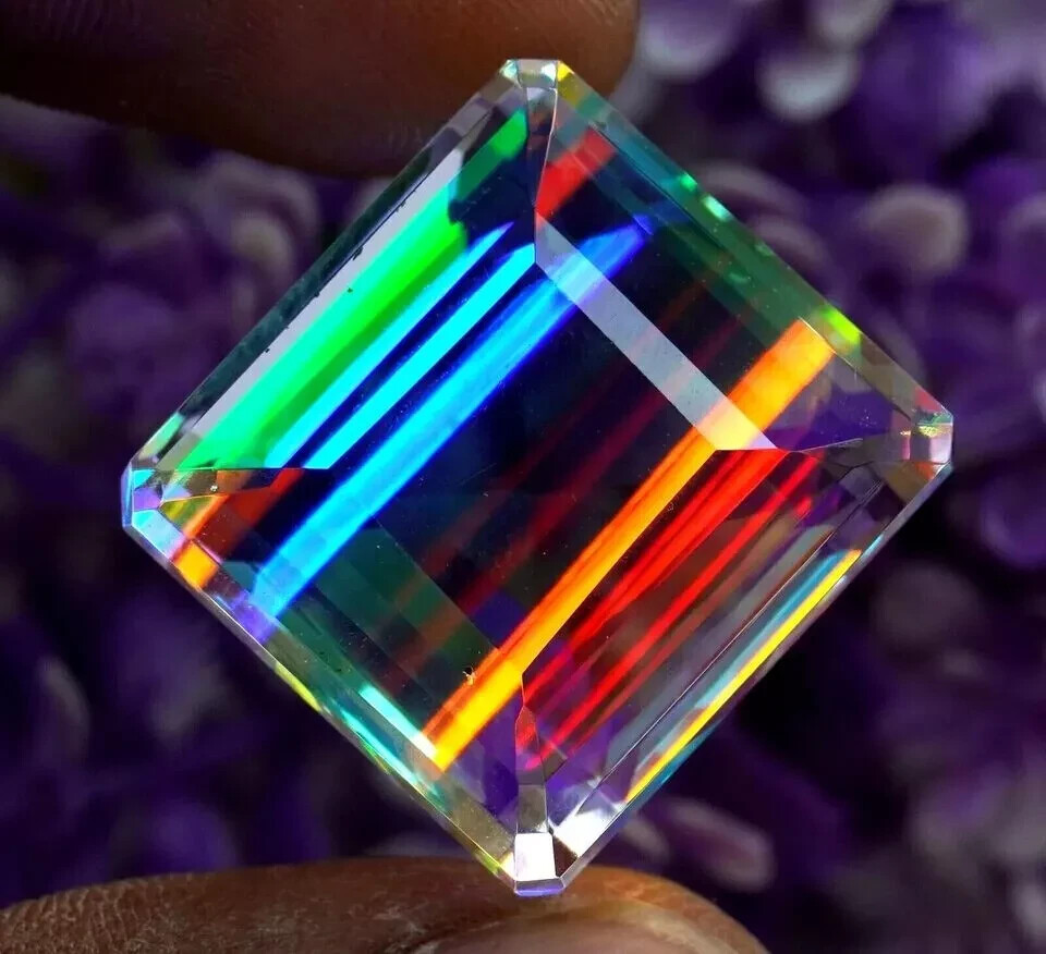 Rainbow Natural Emerald Cut 100+ Ct Mystic Topaz Loose Gemstone EGL Certified