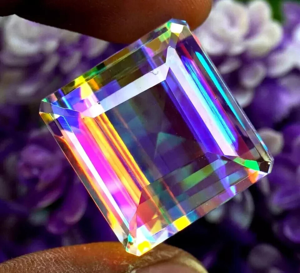 Rainbow Natural Emerald Cut 100+ Ct Mystic Topaz Loose Gemstone EGL Certified