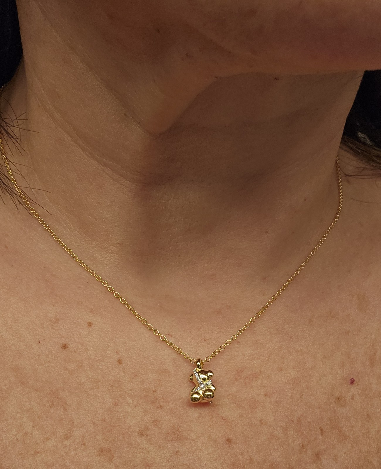 TOUS NECKLACE GOLDEN PLATED RINESTONE BEAR
