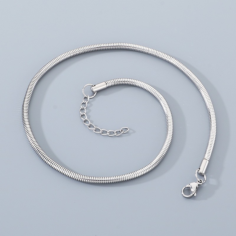 New Simple Round Snake Bone Chain Stainless Steel Necklace bracelet Jewelry Set