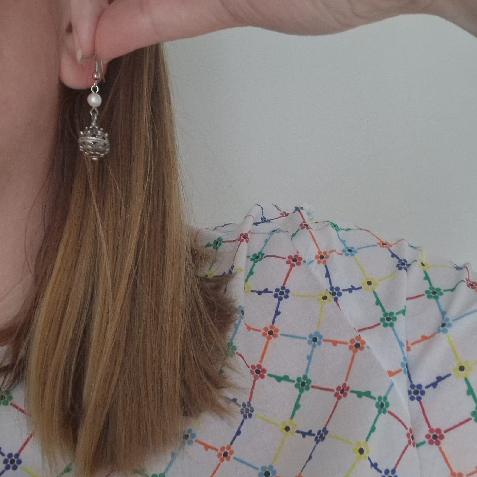 Traditional Croatian Handmade Drop Earrings Šibenik Buttons With White Pearls