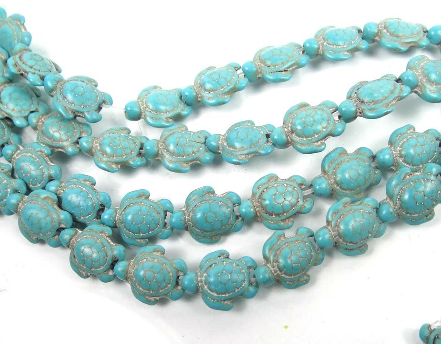 18x15mm Blue Howlite Turquoise Turtle Beads (11)