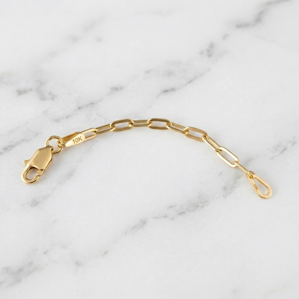 2″ Paper Clip Link Extender Extension for Necklace Chain Real 10K Yellow Gold
