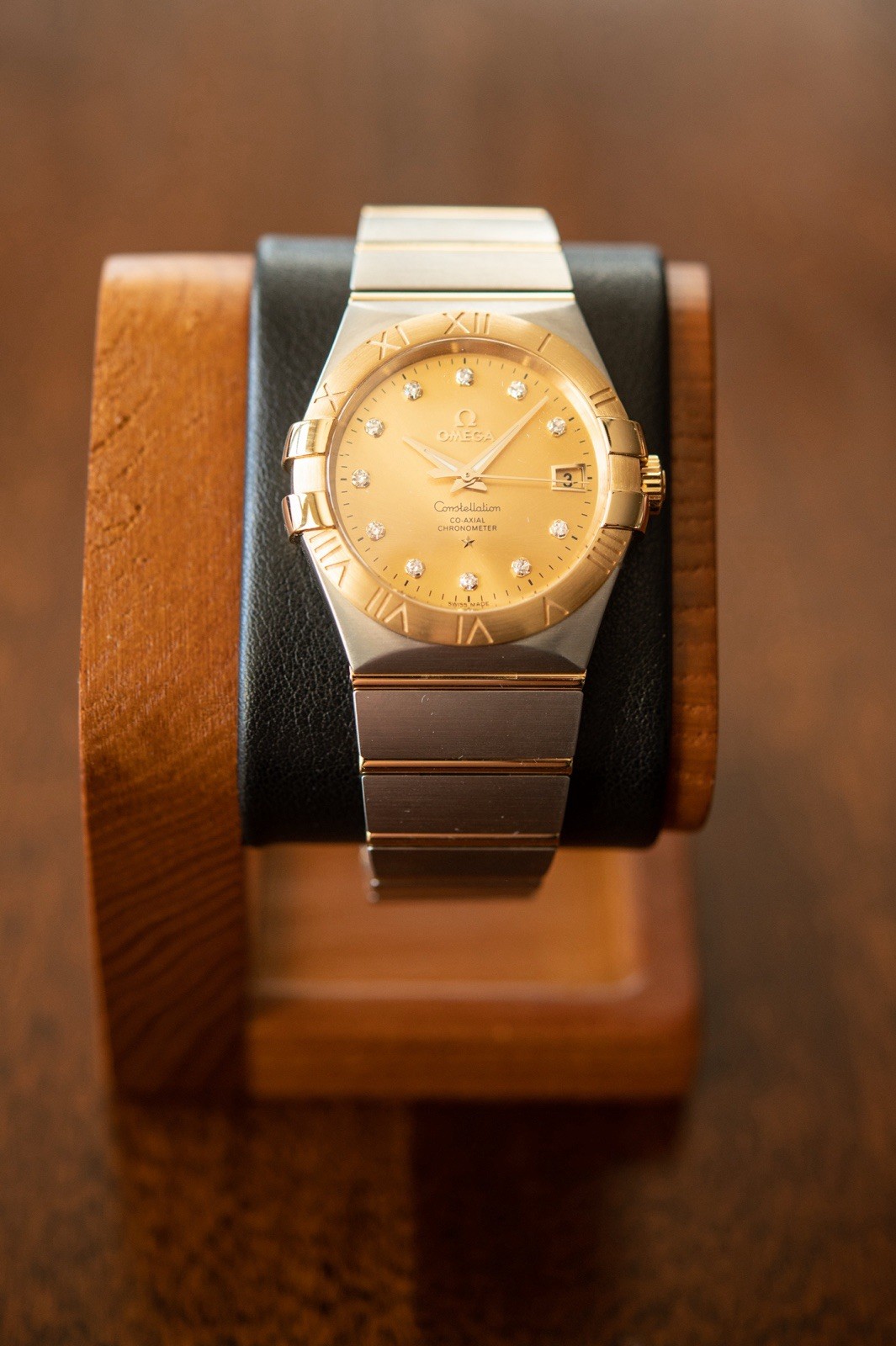 OMEGA Constellation Co-Axial Chronometer Date 35mm Gold Diamond Dial Box