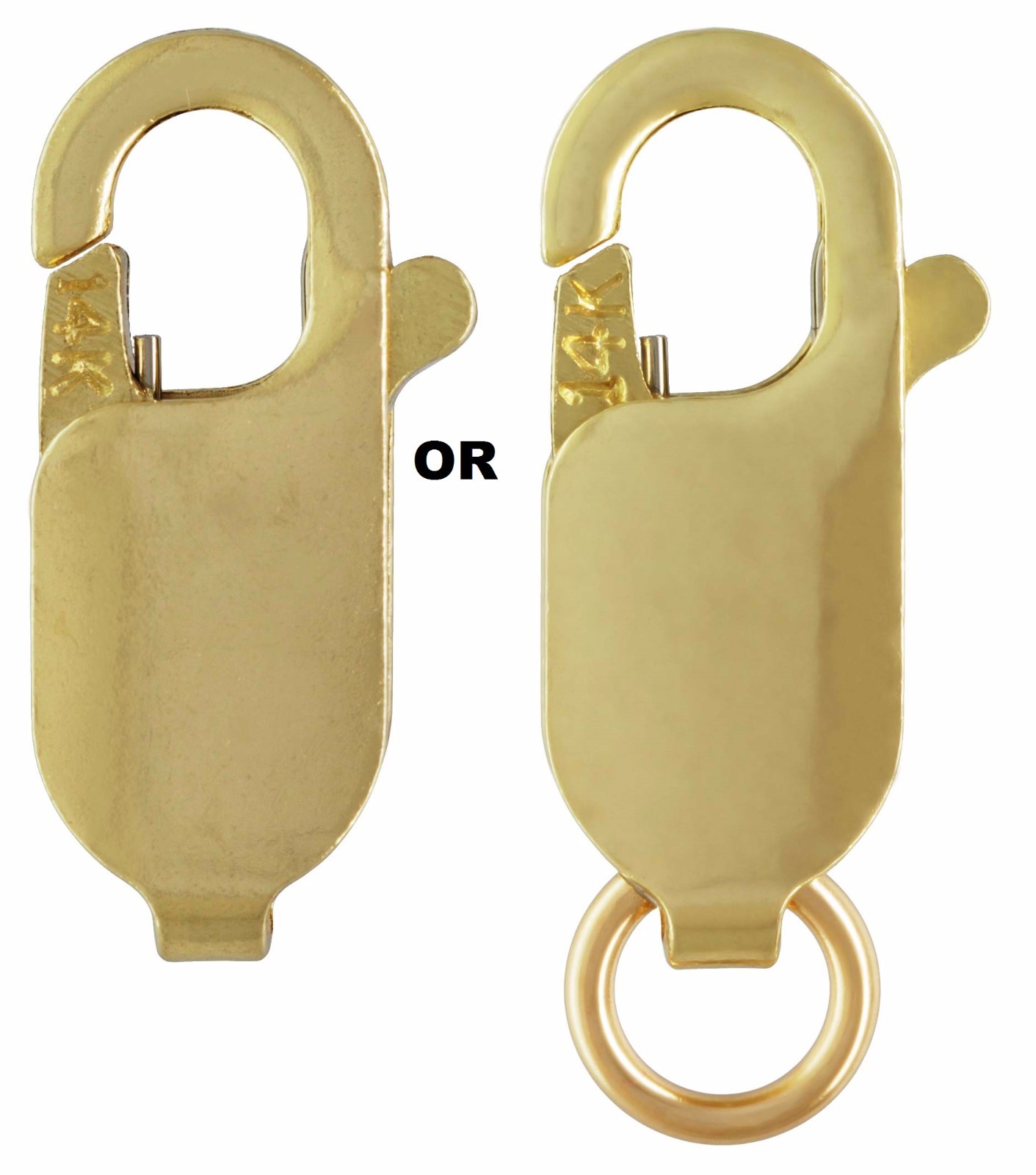 10K 14K Genuine Gold or Silver Light Lobster Claw Clasps Hooks Stamped Jump Ring