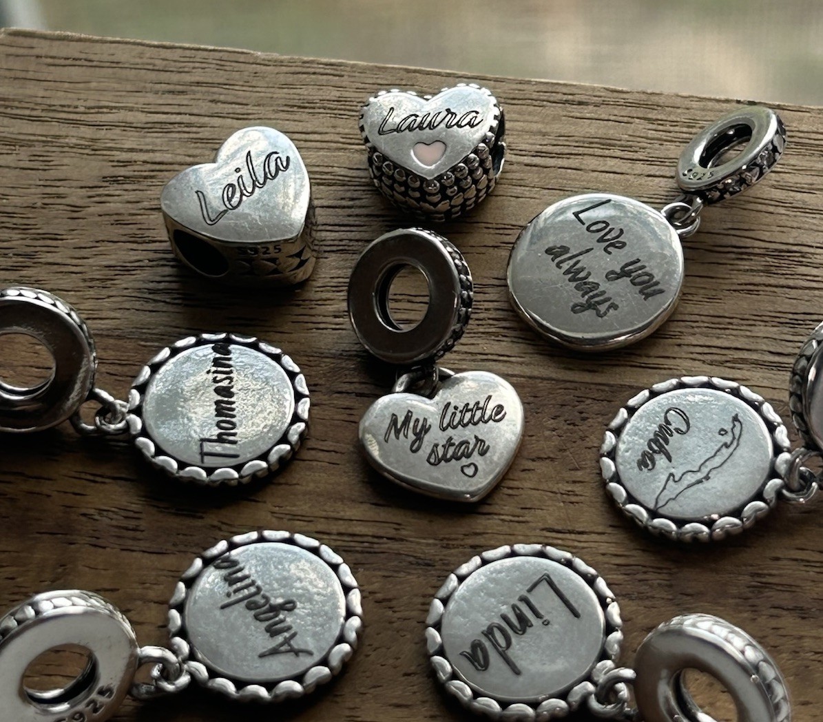 Custom Name / Text S925 Sterling Silver Charm Personalized Engraved Custom Text