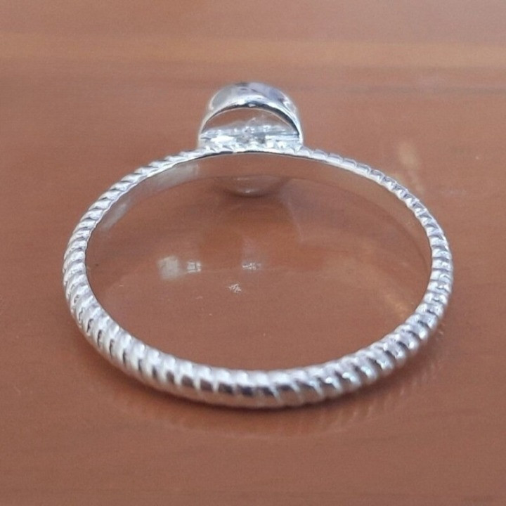 925 Sterling Silver 8mm Round Bezel Cup Ring Twisted Band DIY Jewelry Setting