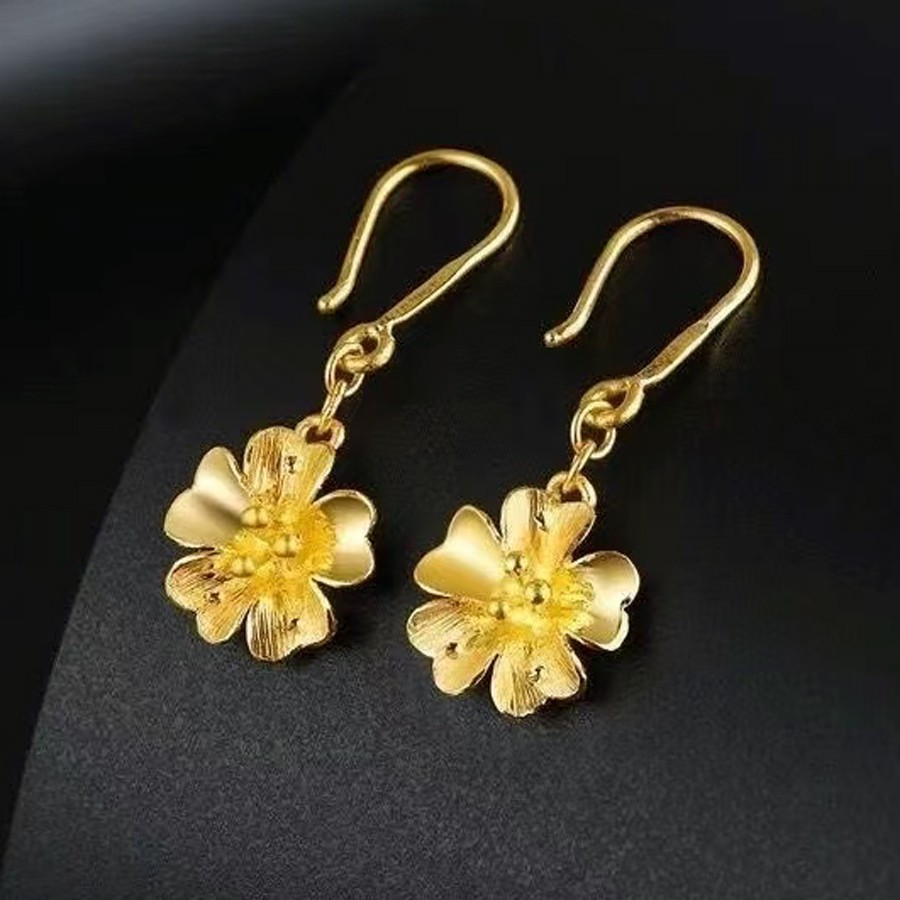 Flower Drop Dangle Earrings Gold-plated? (NOT SURE) No Mark