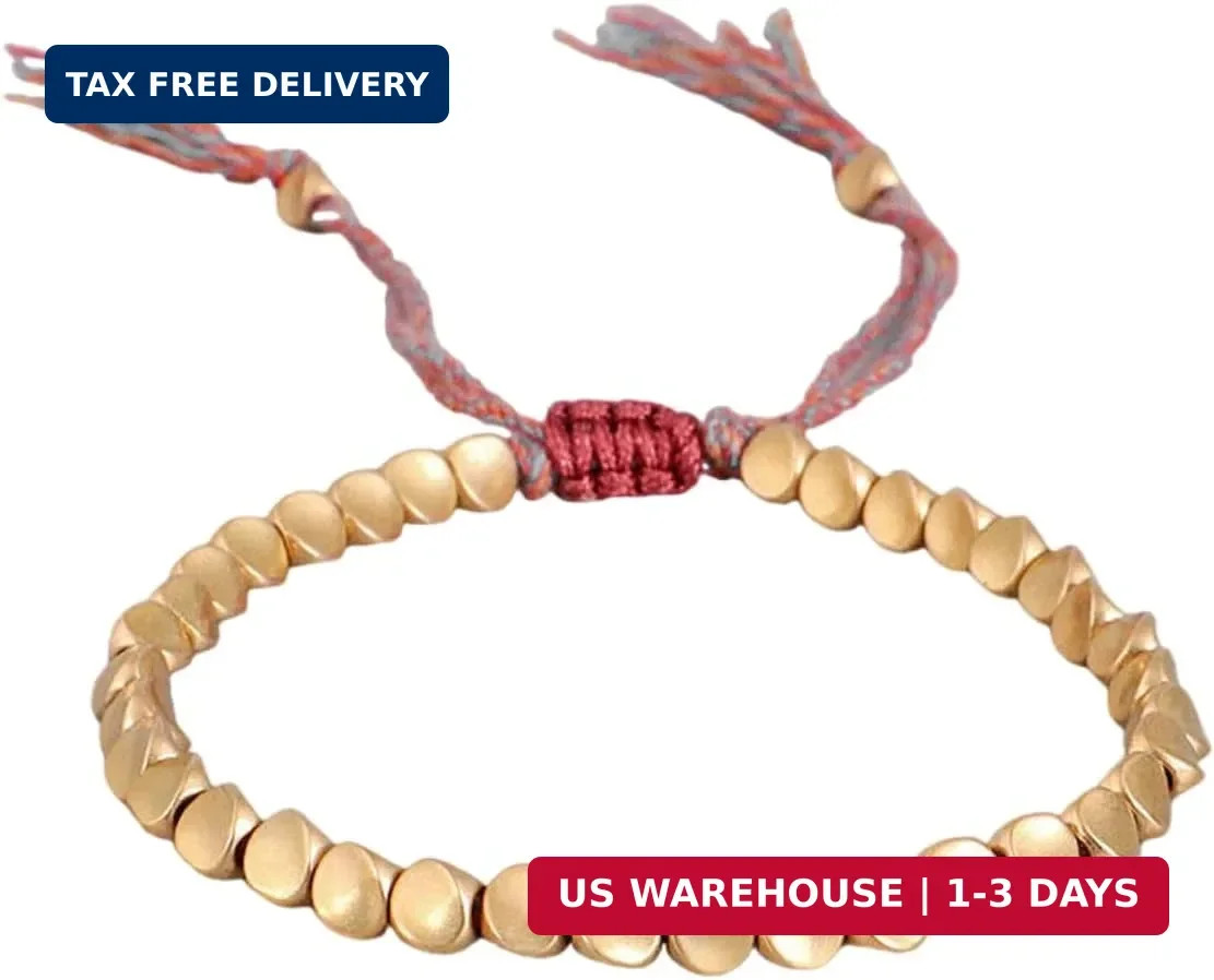 Tibetan Copper Bracelet Women&Men,Buddhist Beaded Bracelet of Fortune,Healing
