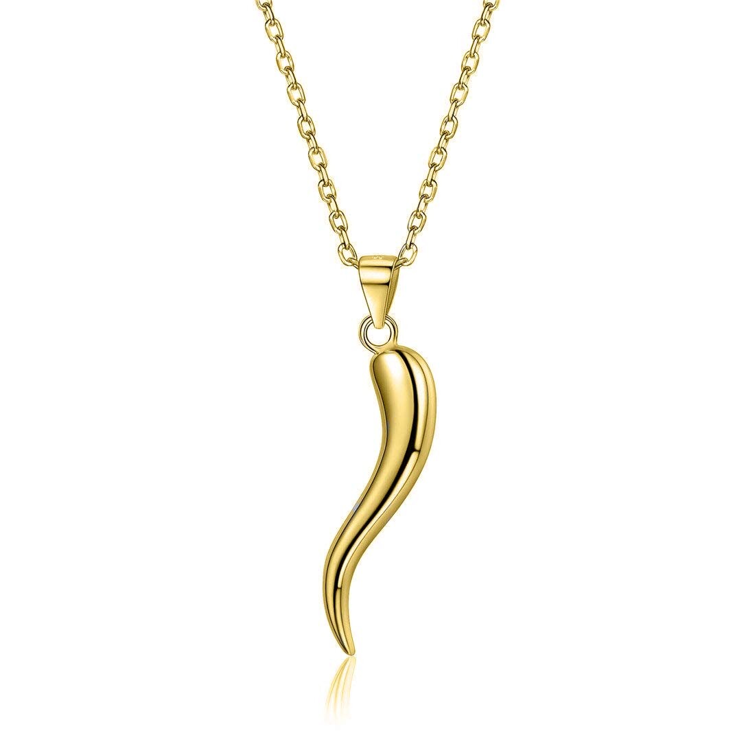 925 Sterling Silver Italian Cornicello Horn Pendant Necklace 18″ – 3 Colors