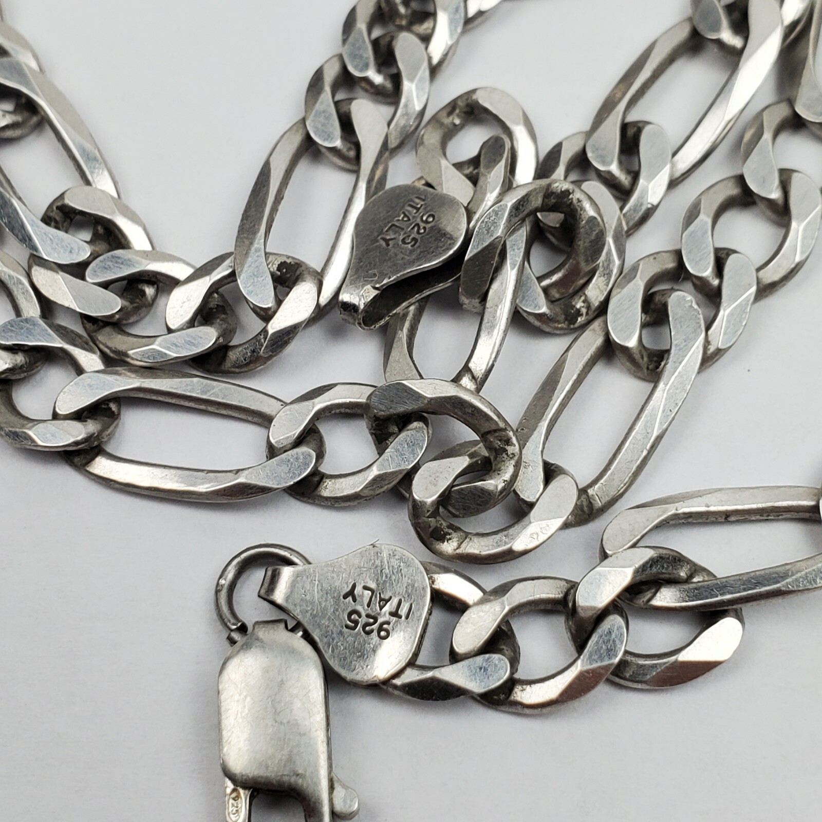 Sterling Silver 925 Figaro Link Chain Necklace 28g 22.5in Heavy Hallmarked