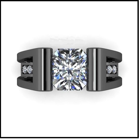 Radiant Cut 3CT Lab Created Diamond Men’s Wedding Ring 14K Black Gold Finish