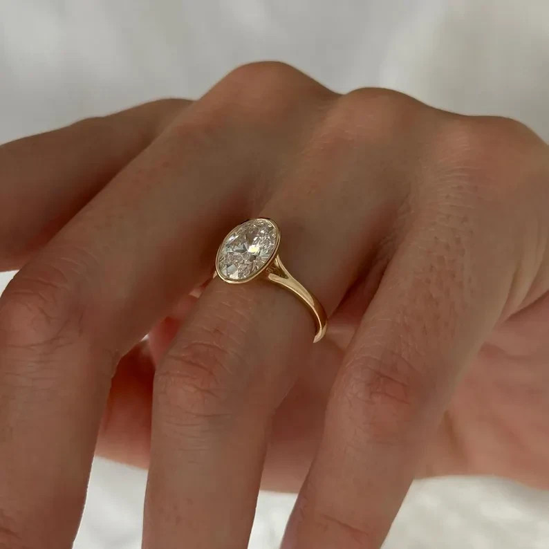 IGI Lab Grown Diamond 2.00 CT Oval-Cut EF/VS1 Engagement Ring 14K Yellow Gold
