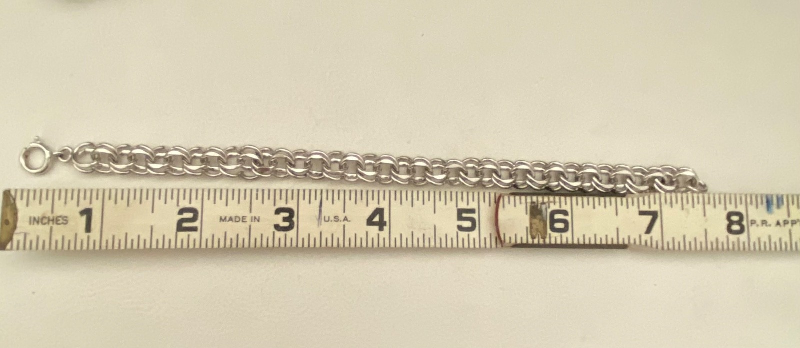 Vintage Fixed Double Link Charm Bracelet Sterling Silver 7.25” unisex