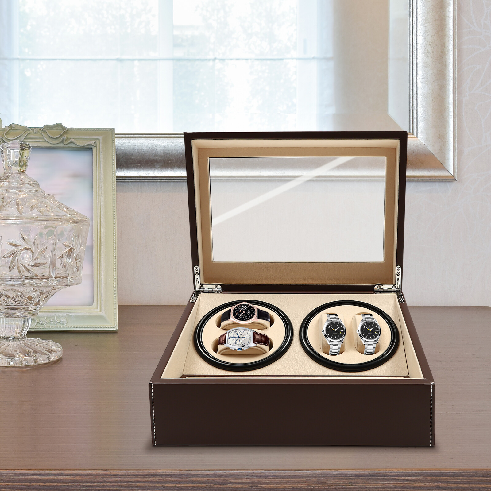 4+6 Automatic Watch Winder Watch Display Box Luxury Storage Case Self-winding
