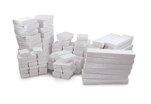 Cotton Filled White Swirl Jewelry Boxes for Rings, Earrings, Charms, Pendants, N