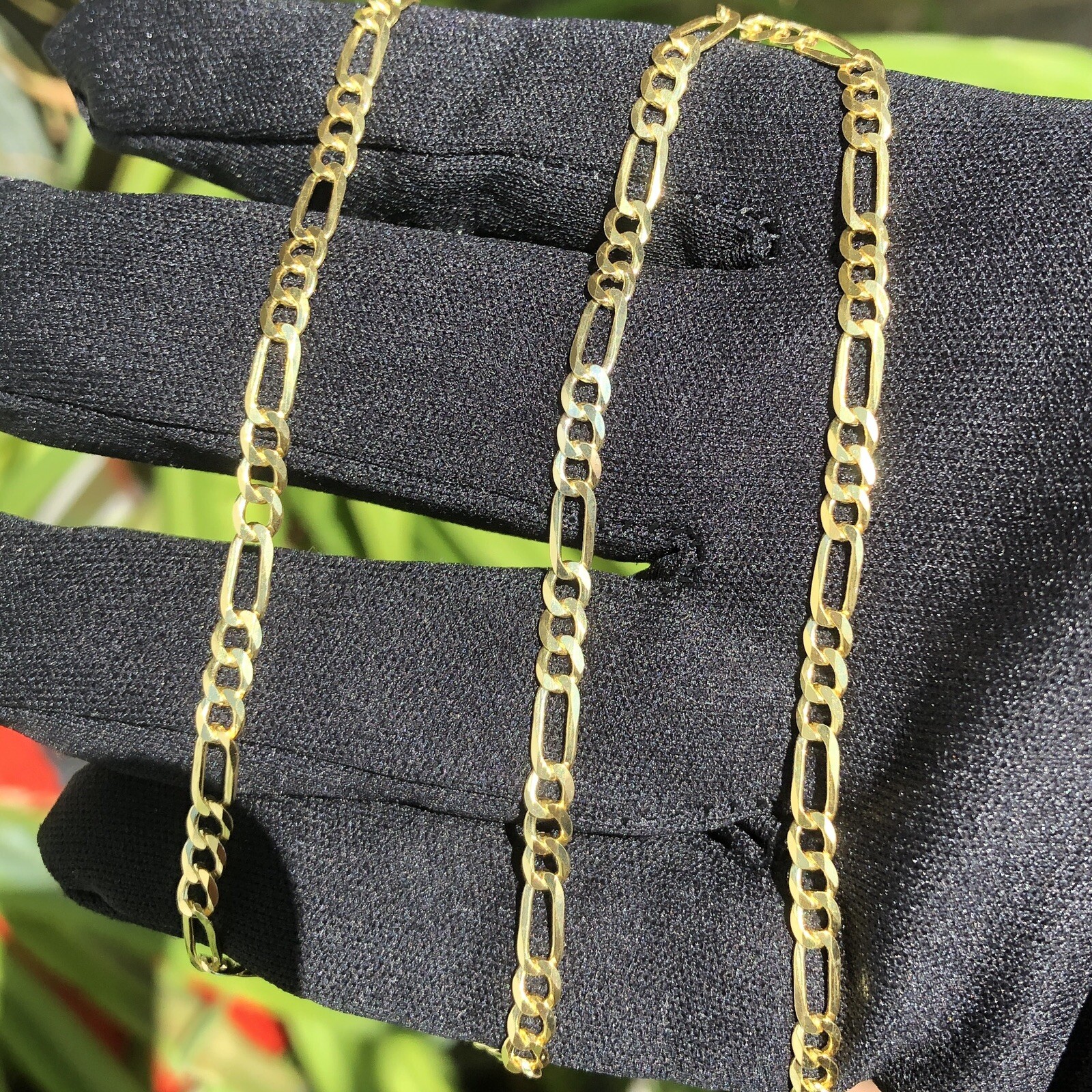 Solid 1/20 14K Yellow Gold Real Figaro Link Bracelet 3mm 7.5 Inch Mens Womens