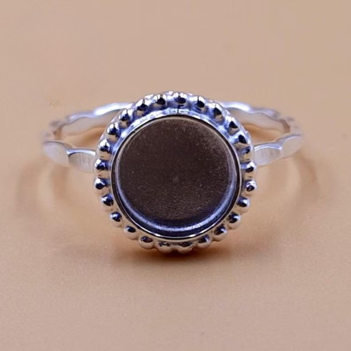 925 Sterling Silver 10mm Round Bezel Cup Ring Blank Handmade DIY Jewelry Setting