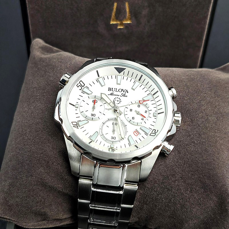Bulova 96B255 Marine Star Chronograph Men’s White Watch 43 mm