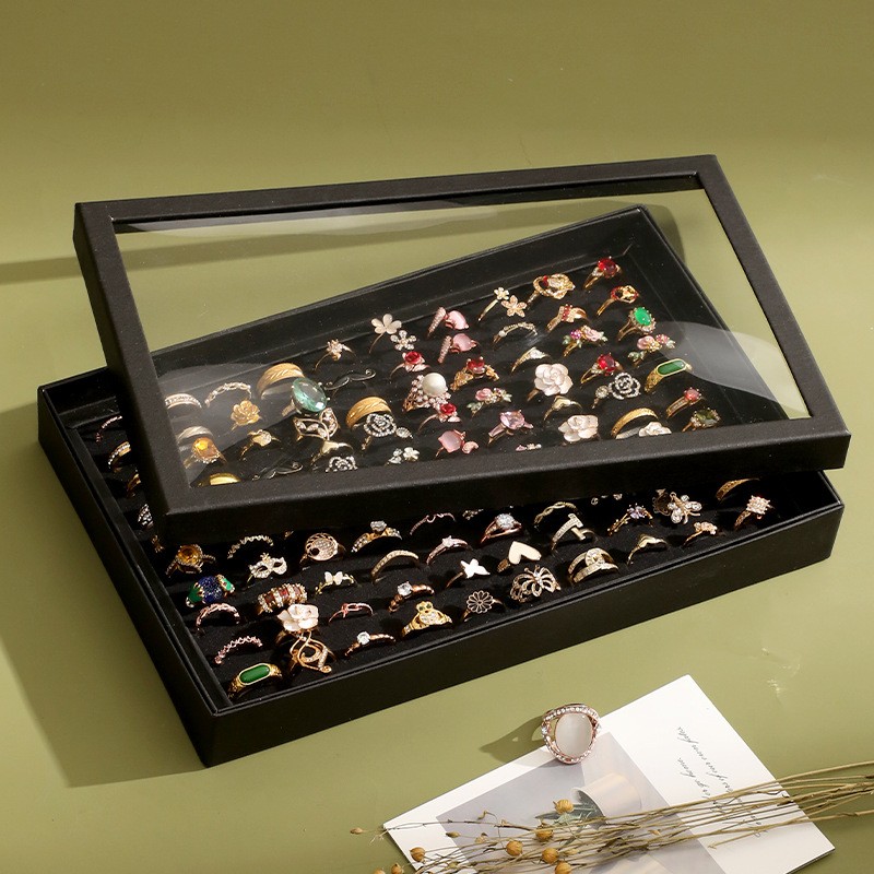 2× Jewelry Ring Display Organizer Tray Holder Earrings Storage Case 100 Slots US
