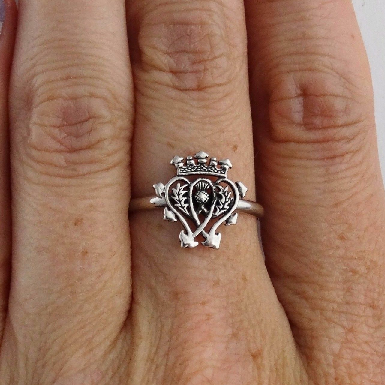 Scottish Luckenbooth Ring – 925 Sterling Silver – Hearts Crown Symbol Gift NEW