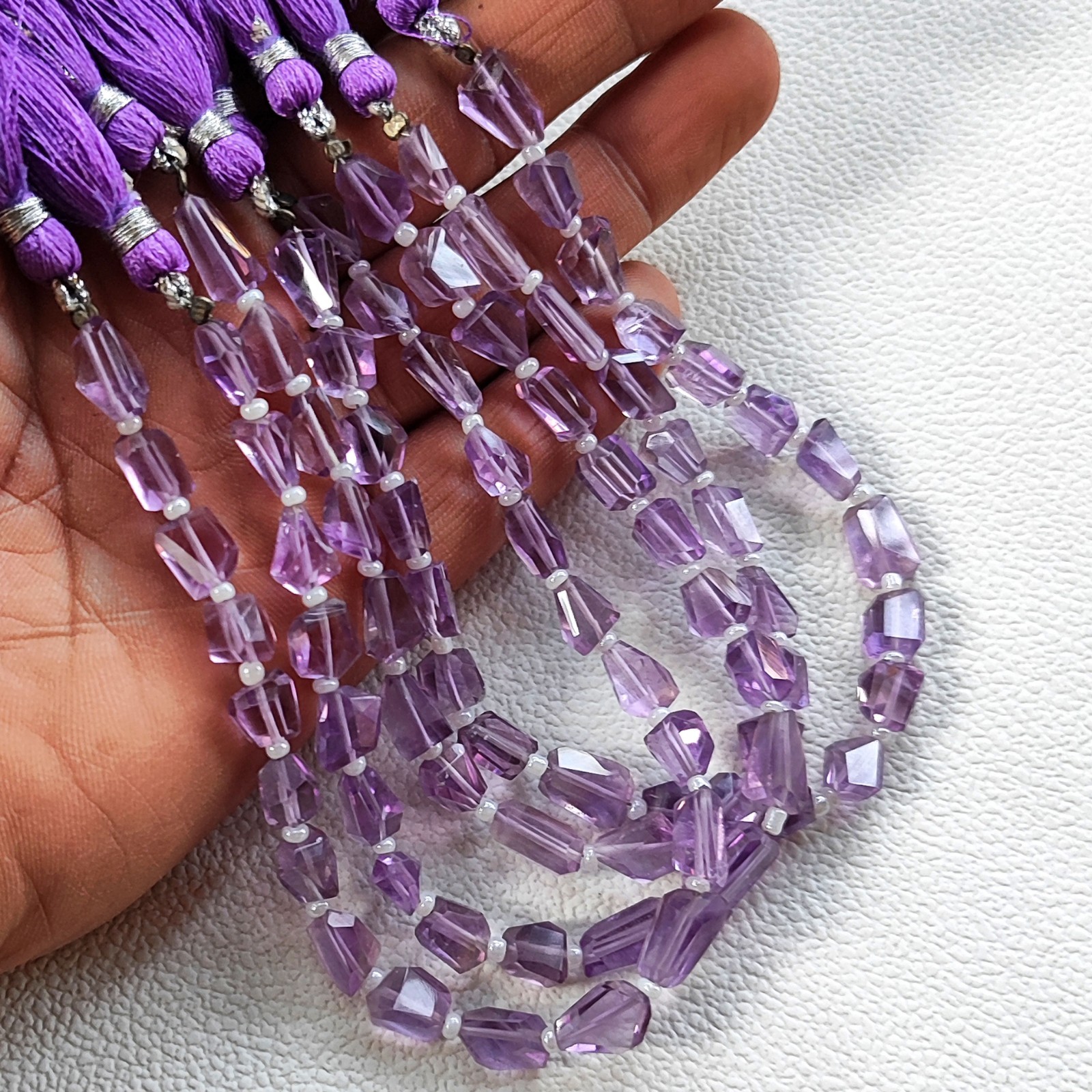 Amethyst Gemstone Faceted Nugget Beads Strand 7-10 mm Brazil 8″ Jewelry Making