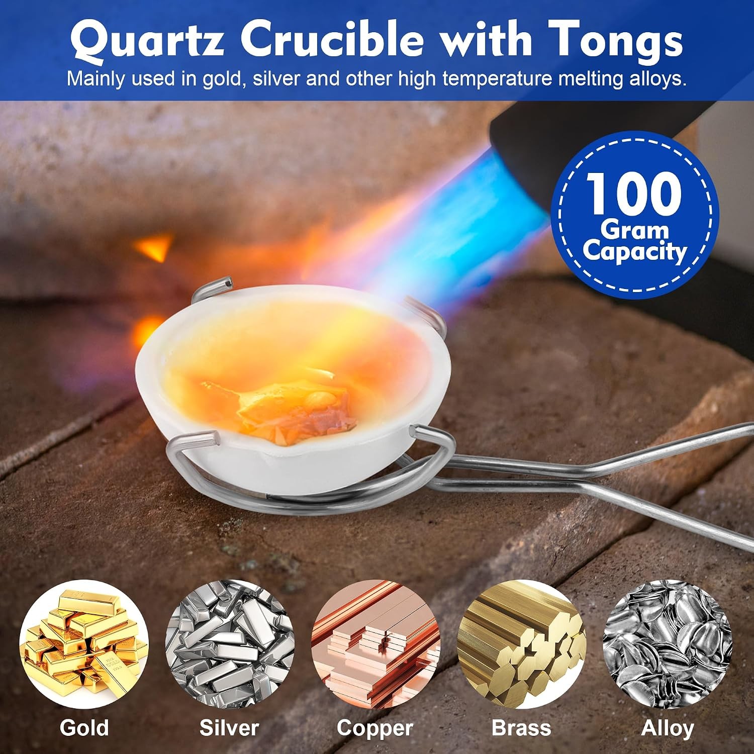 Graphite Torch Melting Casting Kit with Graphite Ingot Mould 2 Cru Graphite